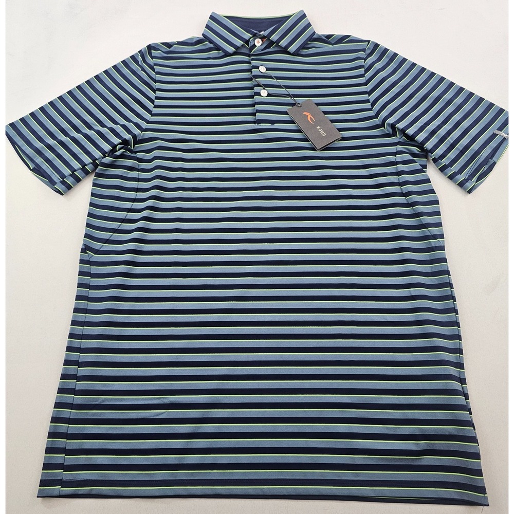 Kjus Men Soren Multistripe Polo Shirt Blue S Small 48 K00300 Golf Stretch